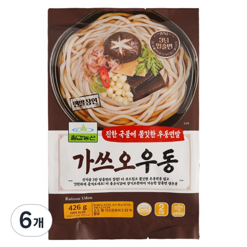 칠갑농산 가쓰오우동, 6개, 426g