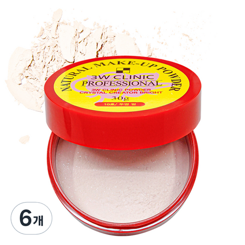 3W클리닉 내추럴 메이크업 파우더 30g, 10호 투명펄, 6개