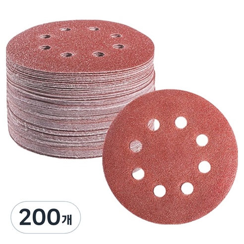 OON 원형 사포 샌딩 페이퍼 8홀 600방 125mm, 200개