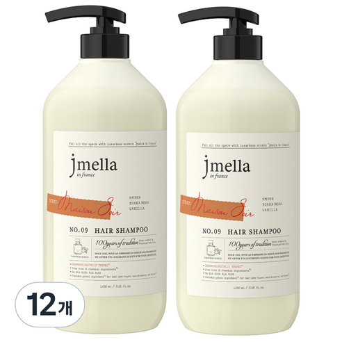 제이멜라 인 프랑스 시그니처 메종 수아 헤어 샴푸, 1000ml, 12개
