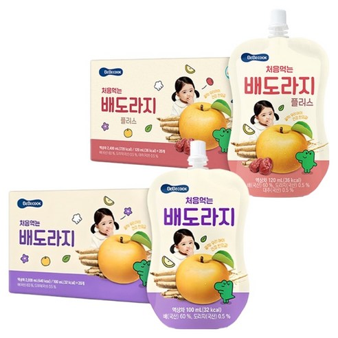 베베쿡 처음 먹는 배도라지 100ml 20p + 배도라지 플러스 120ml 20p, 1세트