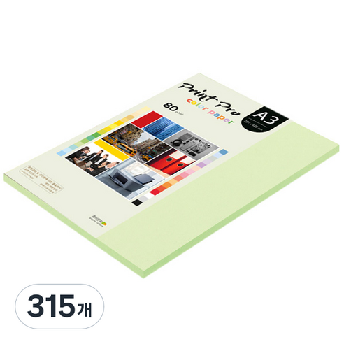 종이문화 프린트 프로 칼라 복사용지 No 13 에메랄드 80g, A3, 315개