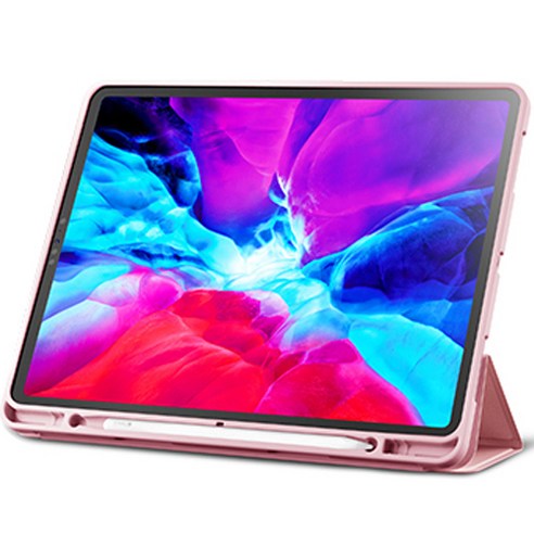 신지모루 펜슬 수납 스마트커버 태블릿 PC 케이스, 핑크 샌드