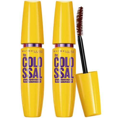메이블린 뉴욕 콜로썰 워터프루프 마스카라 9.2ml, 리얼 브라운, 2개