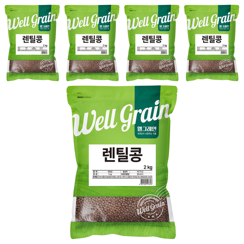 웰그레인 렌틸콩, 2kg, 5개