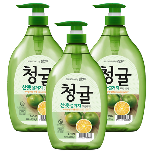 참그린 청귤 산뜻 설거지 주방세제, 970ml, 3개