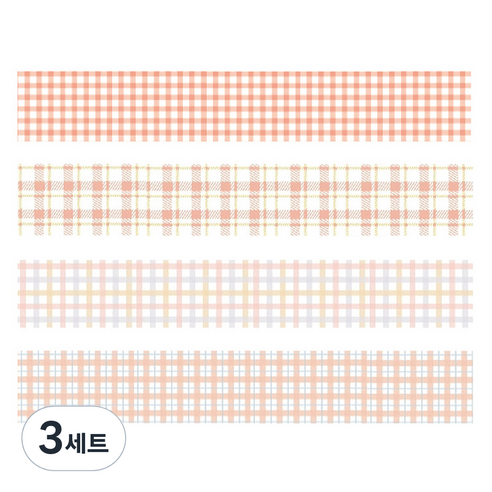 마켓A 플레이드 종이 마스킹테이프 2cm x 2m 4종 세트, TYPE7, 3세트