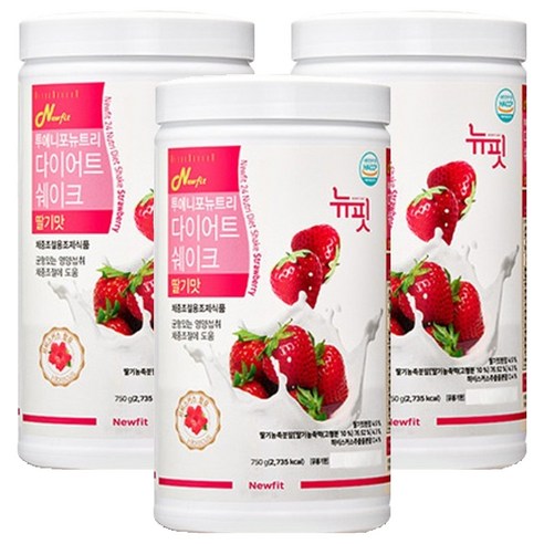 뉴핏 투에니포 뉴트리 다이어트 쉐이크 딸기맛, 750g, 3개