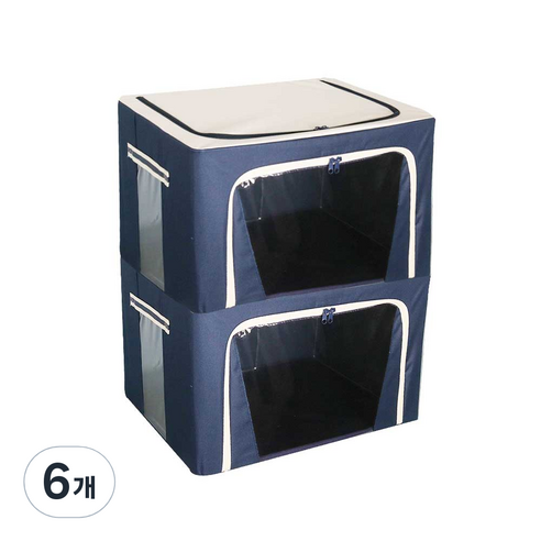 마이닝 모던 리빙박스 66L, 네이비, 6개
