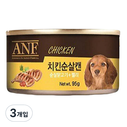 에이엔에프 강아지 간식캔, 치킨순살맛, 95g, 3개