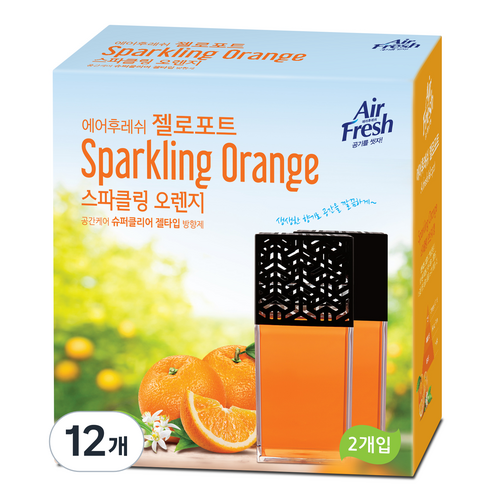 에어후레쉬 젤로포트 방향제 스파클링 오렌지, 120g, 12개