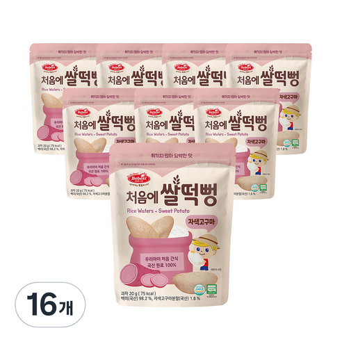 베베스트 처음에 쌀떡뻥, 자색고구마, 20g, 16개
