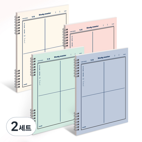 뮤니드 It spring 좌철 4분할 노트 4종 세트, IVORY, ORANGE, GREEN, BLUE, 2세트