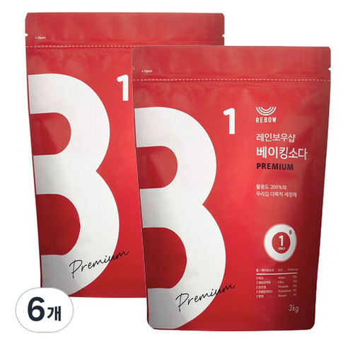 레인보우샵 프리미엄 베이킹소다, 3kg, 6개
