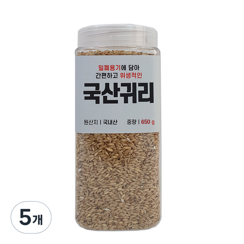 대한농산 통에담은 국산귀리, 650g, 5개
