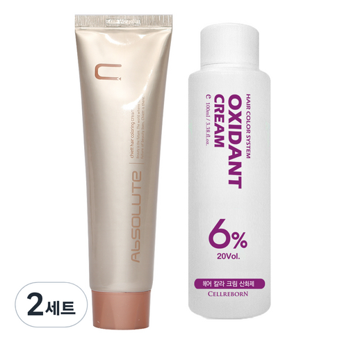 에비뉴쉬에뜨 앱솔루트 컬러링 크림 염색제 120g + 산화제 100ml, 5NY 밤색을띠는황갈색, 2세트