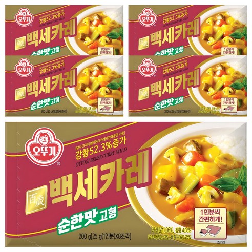 오뚜기 백세카레 고형 순한맛, 200g, 5개