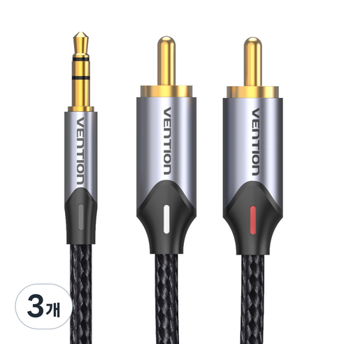 벤션 울트라 직조 3.5mm to 2 RCA 오디오 케이블 혼합색상, BCNBF 1m, 3개