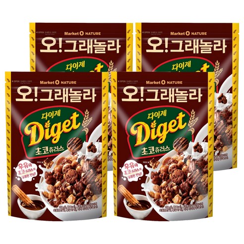 마켓오네이처 오그래놀라 다이제 초코츄러스 시리얼, 300g, 4개