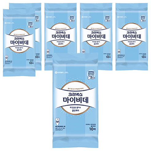 마이비데 클린케어 화장실용 물티슈 휴대형, 10매, 6개
