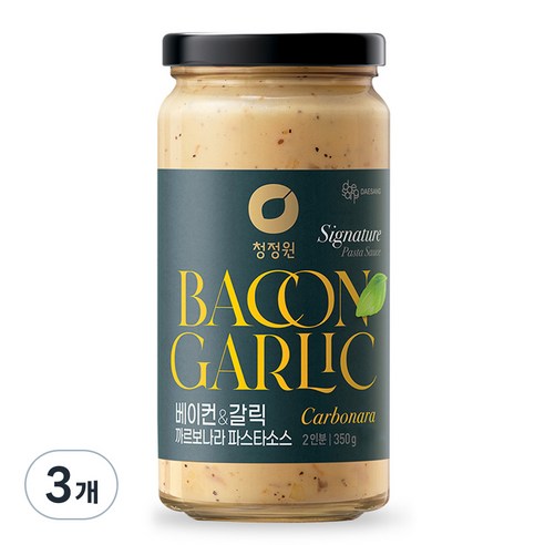 청정원 베이컨 앤 갈릭 까르보나라 파스타소스, 350g, 3개
