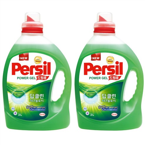 퍼실 딥클린 파워젤 드럼용 액상세제 본품, 3L, 2개