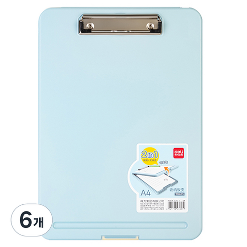 델리 파스텔 클립보드 멀티 파일 케이스 TB403, 랜덤발송, 6개