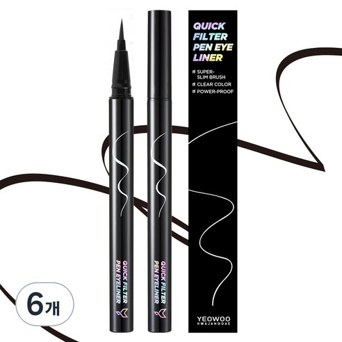 여우화장대 워터프루프 퀵필터 펜 아이라이너 0.5g, 블랙프레소, 6개