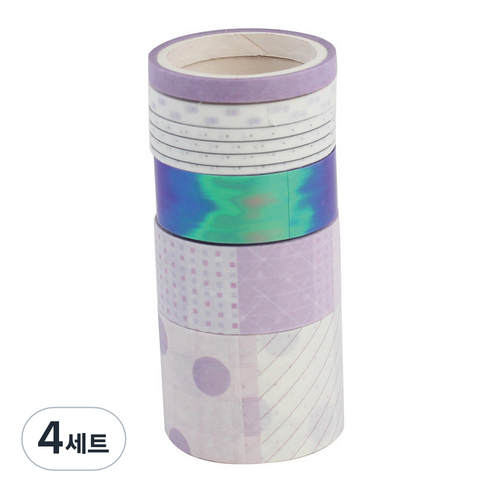 로벨리앙 다용도 종이 마스킹테이프 6종 세트, 퍼플혼합, 4세트