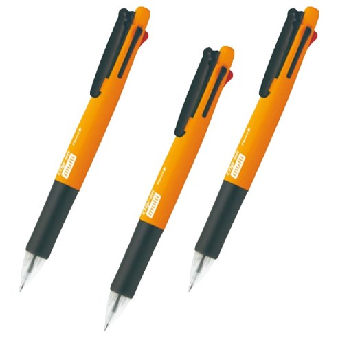 제브라 클립온 멀티 네온 4색 볼펜 0.7mm + 0.5mm 샤프 세트, 네온오렌지, 3세트