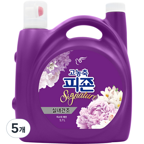 피죤 고농축 시그니처 섬유유연제 미스틱레인, 5.7L, 5개