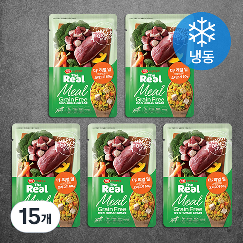 하림펫푸드 전연령 강아지 더리얼 밀 그레인프리 화식사료, 오리, 60g, 15개