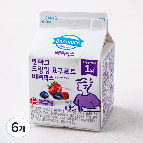 덴마크 드링킹 요구르트 베리믹스, 275ml, 1개입, 6개