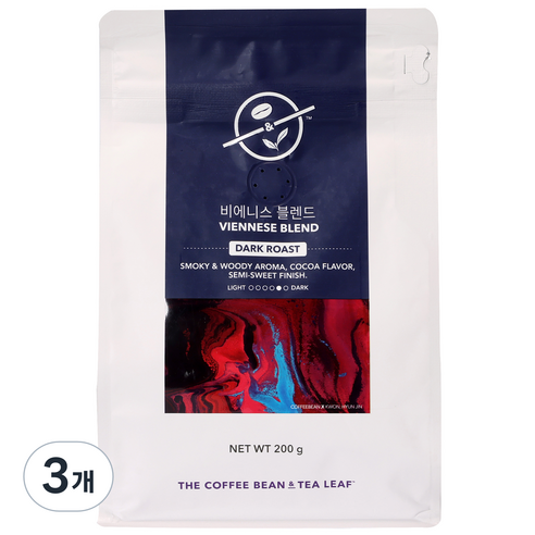 커피빈 비에니스 블렌드 원두, 홀빈(분쇄안함), 200g, 3개