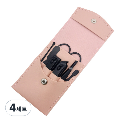 미카엘그라운드 손톱 깎이 7종 세트, 4세트, 핑크(케이스), 블랙(도구)