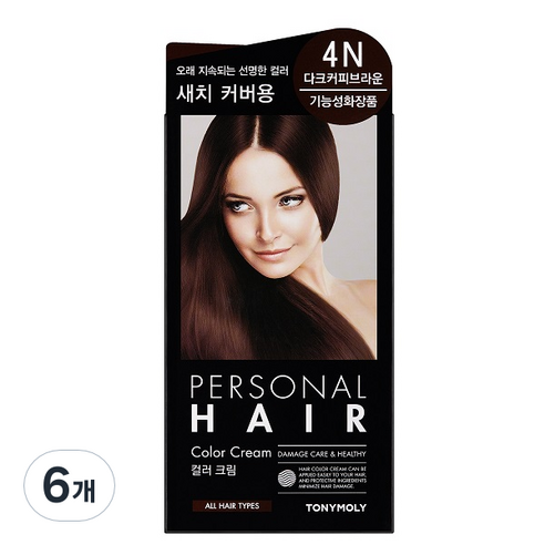 토니모리 퍼스널 헤어 컬러 크림, 4N 다크커피브라운, 6개