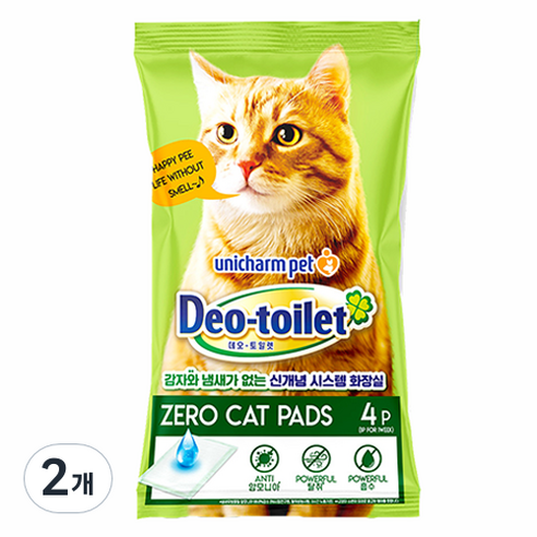 유니참데오토일렛 감자 & 냄새 Zero 고양이 패드 4p, 혼합색상, 2개