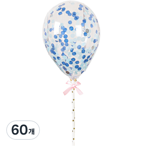 하이어리 파티용 투명 컨페티 풍선 원형, 블루, 60개