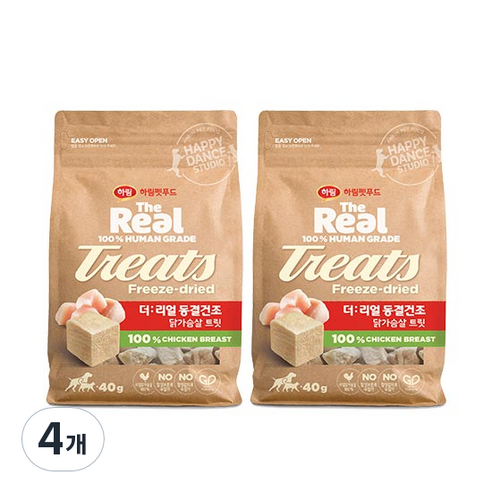하림더리얼 강아지 동결건조 트릿, 닭가슴살맛, 40g, 4개
