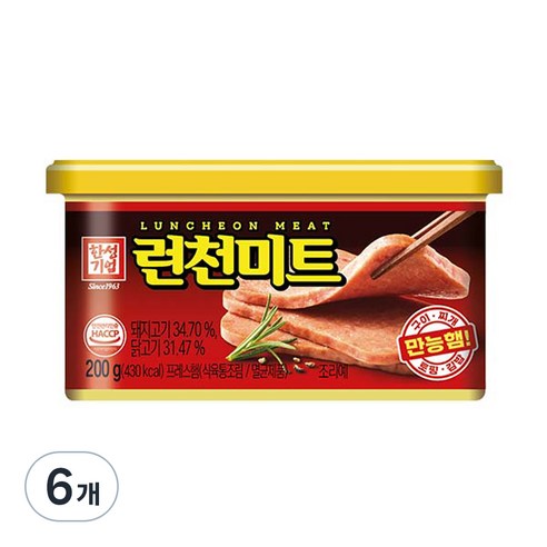 한성기업 런천 미트, 6개, 200g