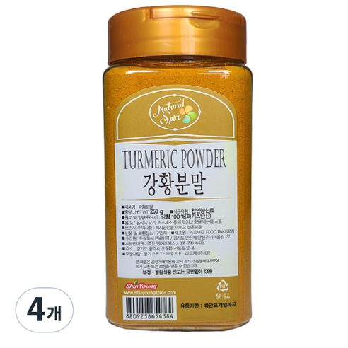 내츄럴스파이스 터머릭 분말, 250g, 4개