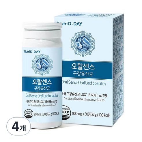 뉴트리디데이 오랄센스 구강유산균 27g, 30정, 4개