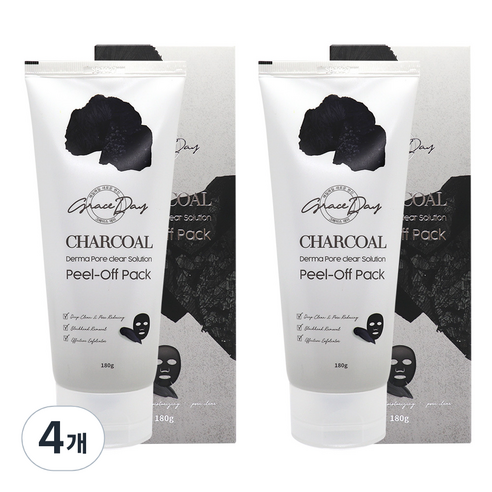 그레이스데이 차콜 더마 포어 클리어 솔루션 필오프팩 180ml, 1개입, 4개