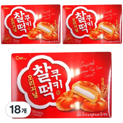 청우식품 찰떡쿠키오리지널 5입, 107.5g, 18개