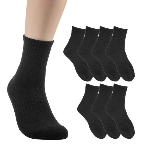   Base Alpha Essential Men's Sports File Cushion Medium Neck Socks 8 Pairs, Black