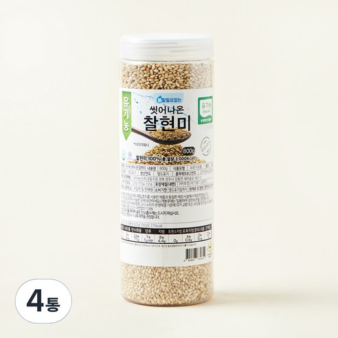 대구농산 유기농 씻어나온 찰현미, 800g, 4통