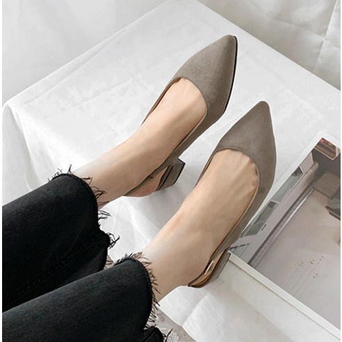 데이빈 스웨이드 로우 슬링백힐 3cm
