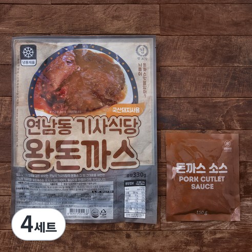 연남동기사식당 왕돈까스 330g + 소스팩 150g 세트 (냉동), 480g, 4세트