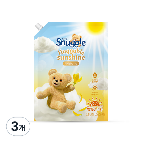 스너글 햇빛건조향 허거블 선샤인 섬유유연제, 1.5L, 3개
