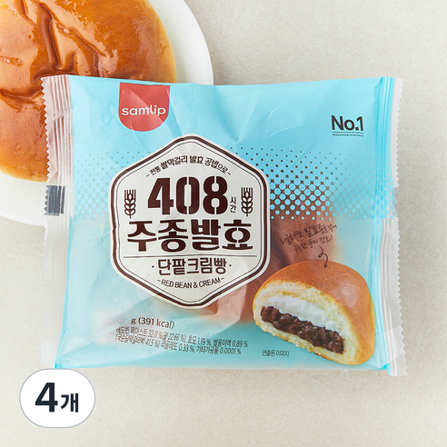 삼립 408시간 주종발효 단팥크림빵, 115g, 4개, 1개입